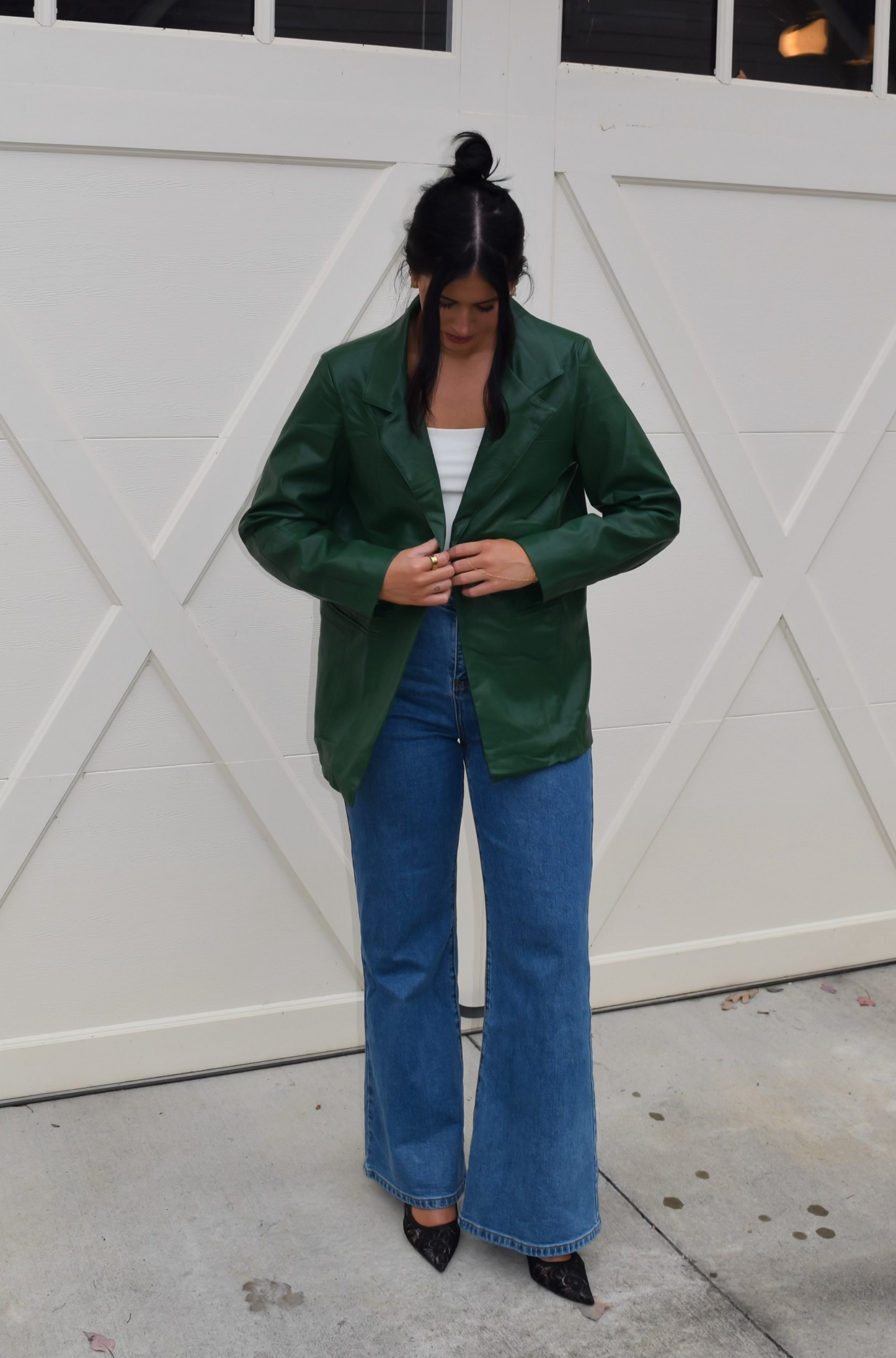 Oversized Faux Leather Blazer