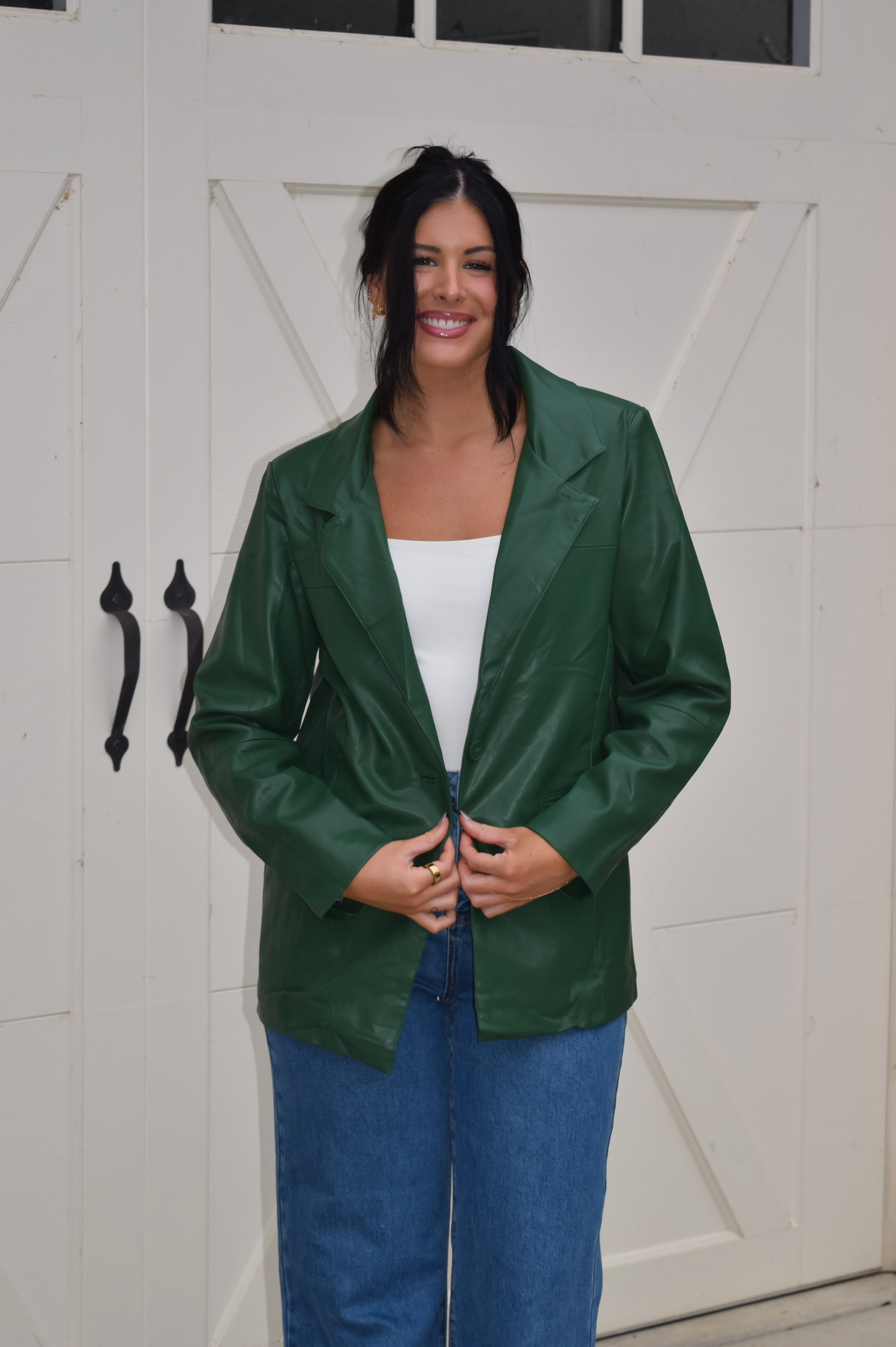 Oversized Faux Leather Blazer