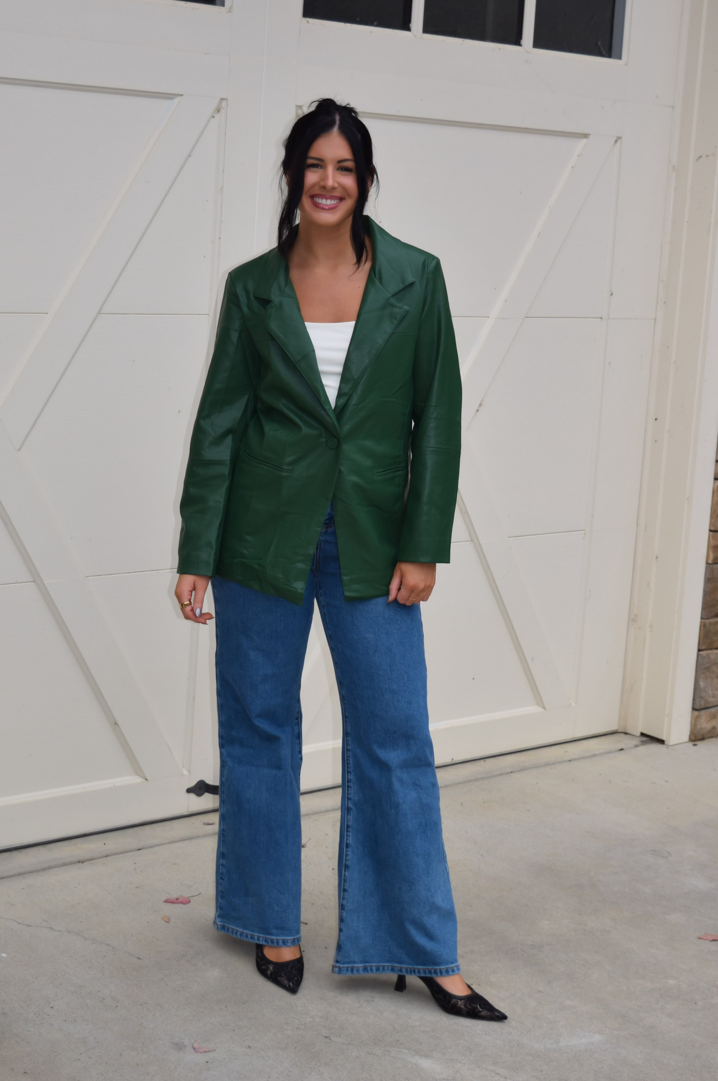 Oversized Faux Leather Blazer