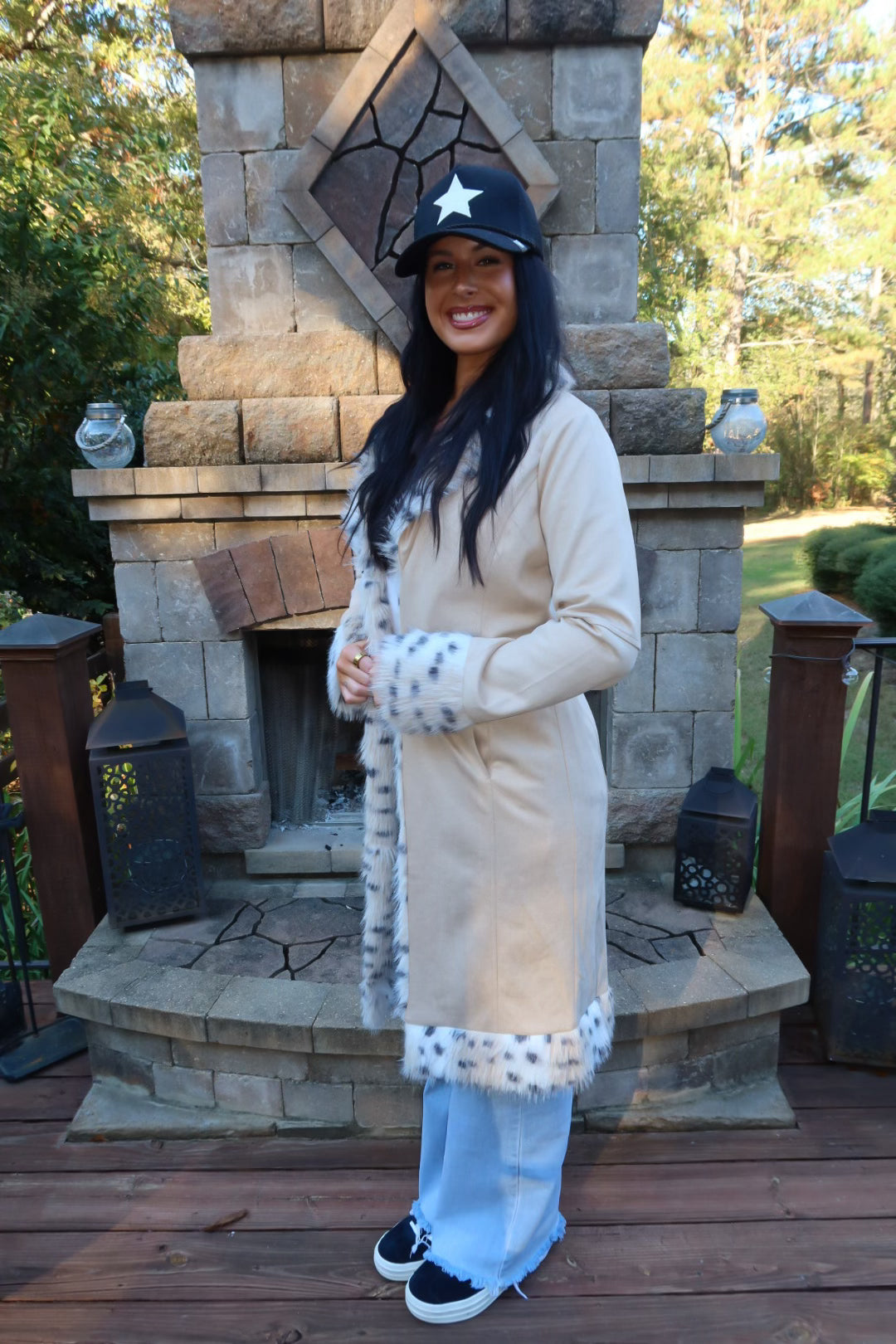Leopard Fur Suede Coat