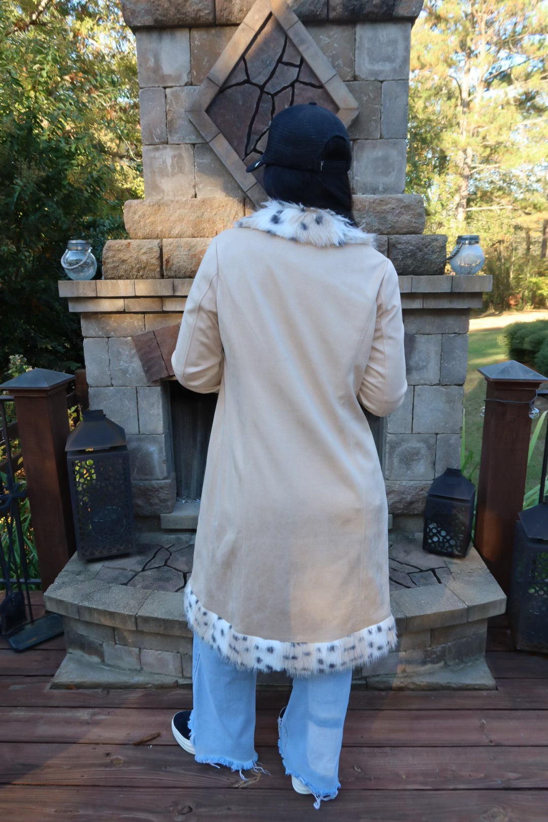 Leopard Fur Suede Coat