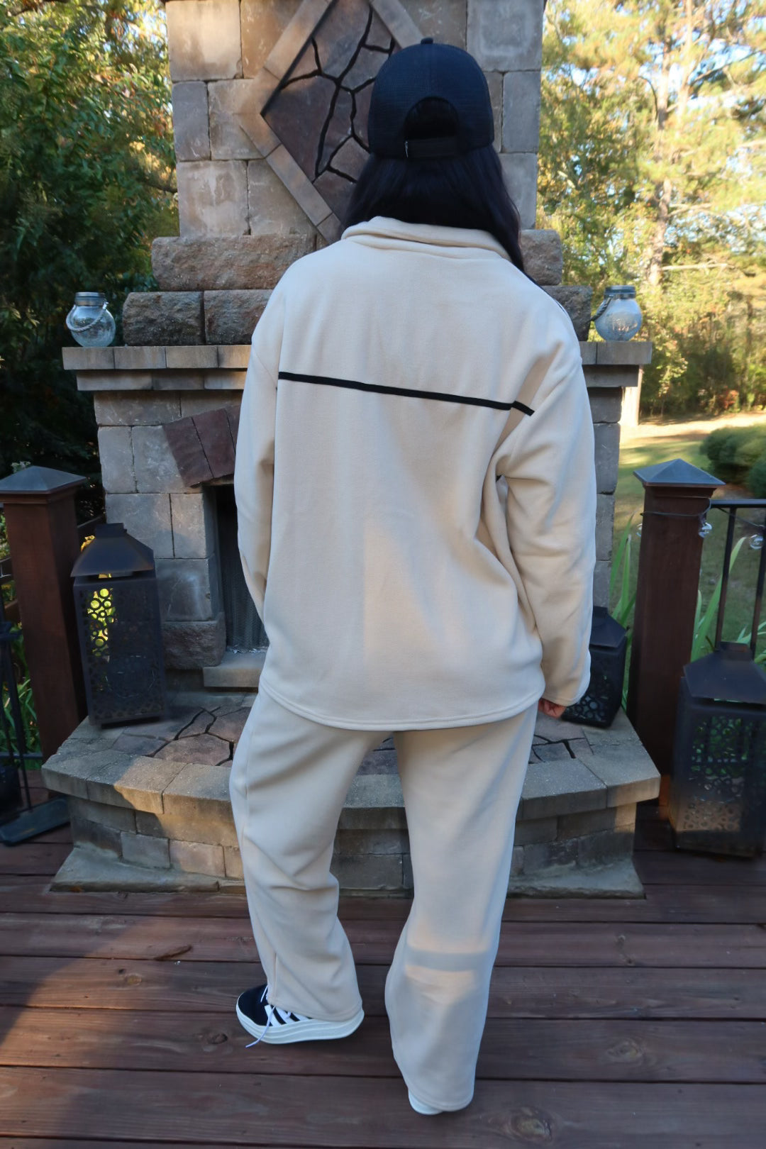 Long Sleeve Fleece Zip Up with Lounge Pants