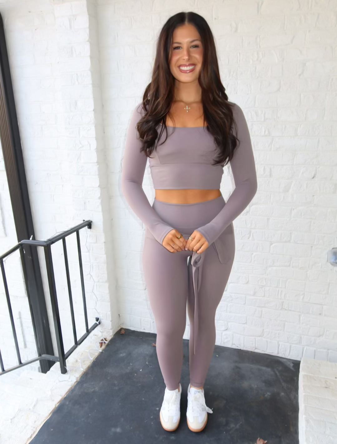 Balletcore Long Sleeve Square Neck Top & Leggings Set