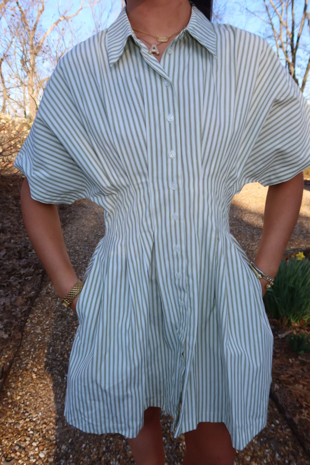 Stripe Button Down Mini Dress