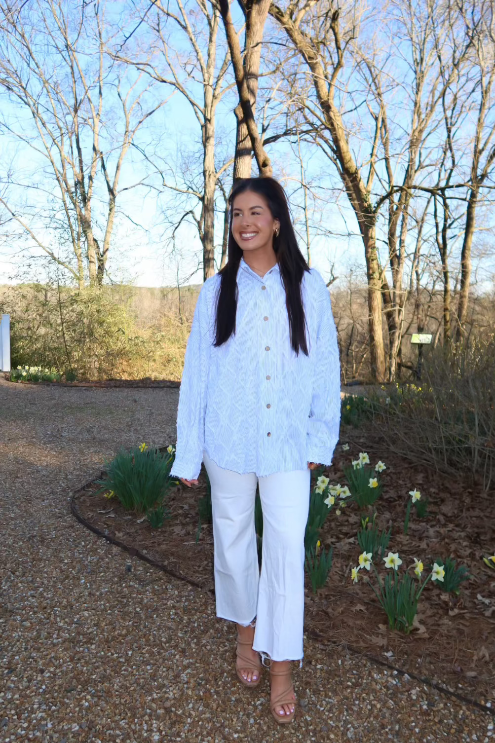 Back Ribbon Detail Button Down Shirt