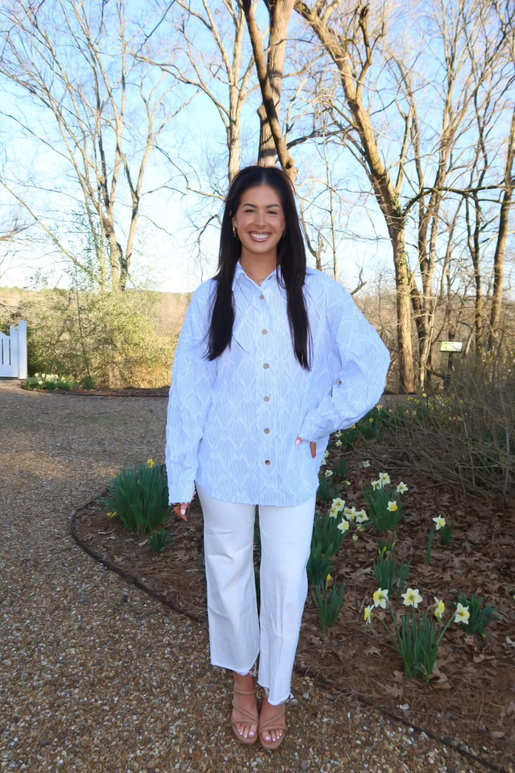 Back Ribbon Detail Button Down Shirt