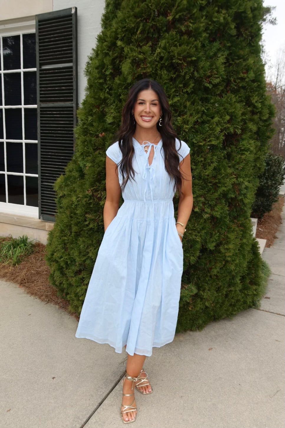 Gathered Detail Midi Dress