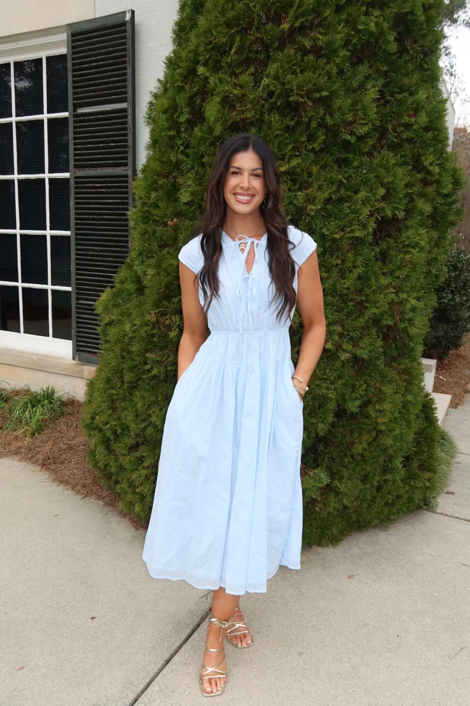 Gathered Detail Midi Dress
