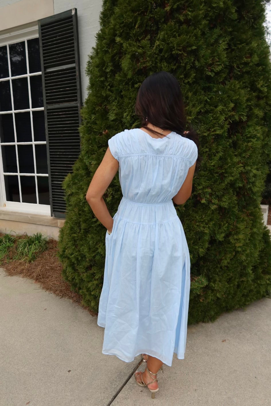 Gathered Detail Midi Dress