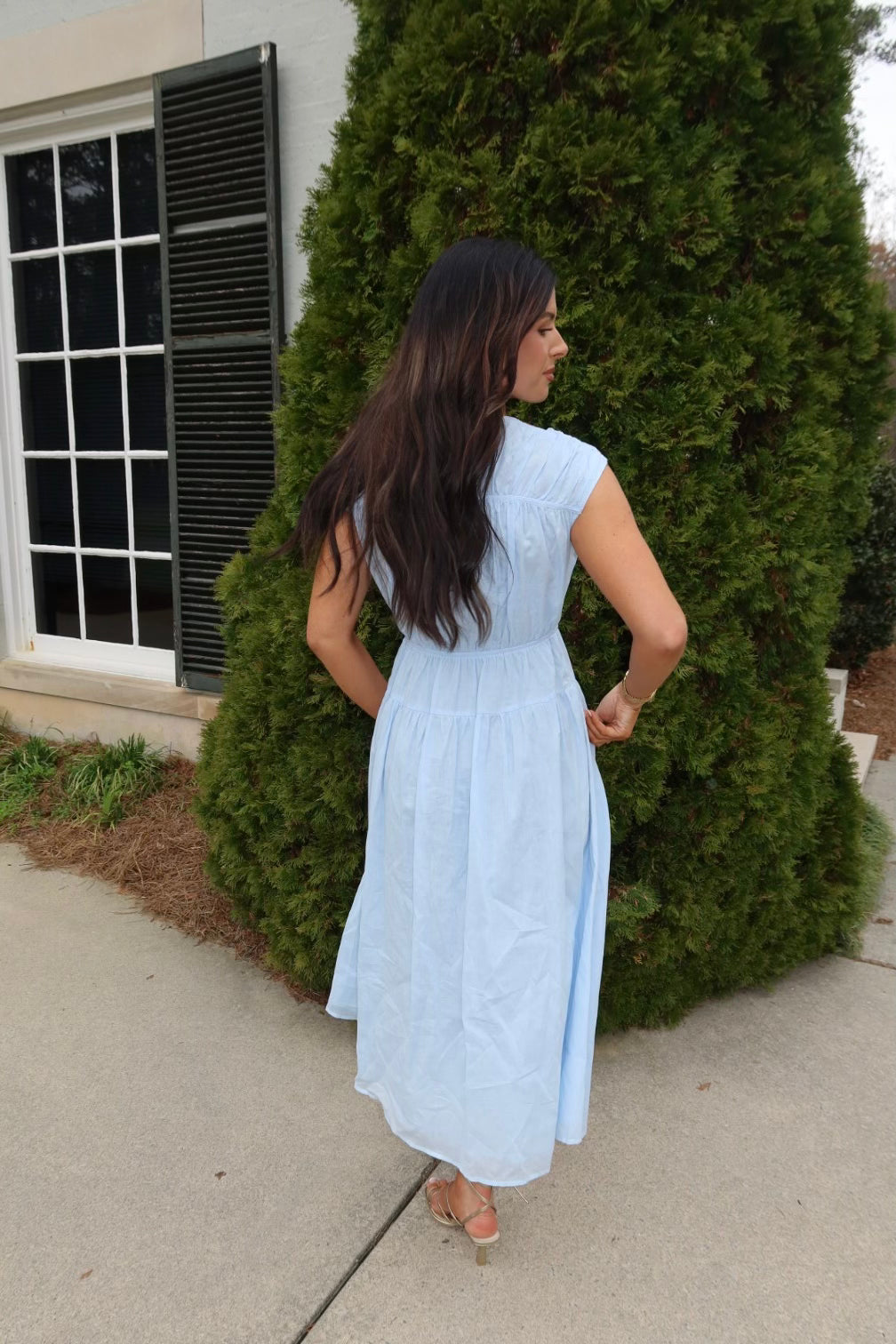 Gathered Detail Midi Dress