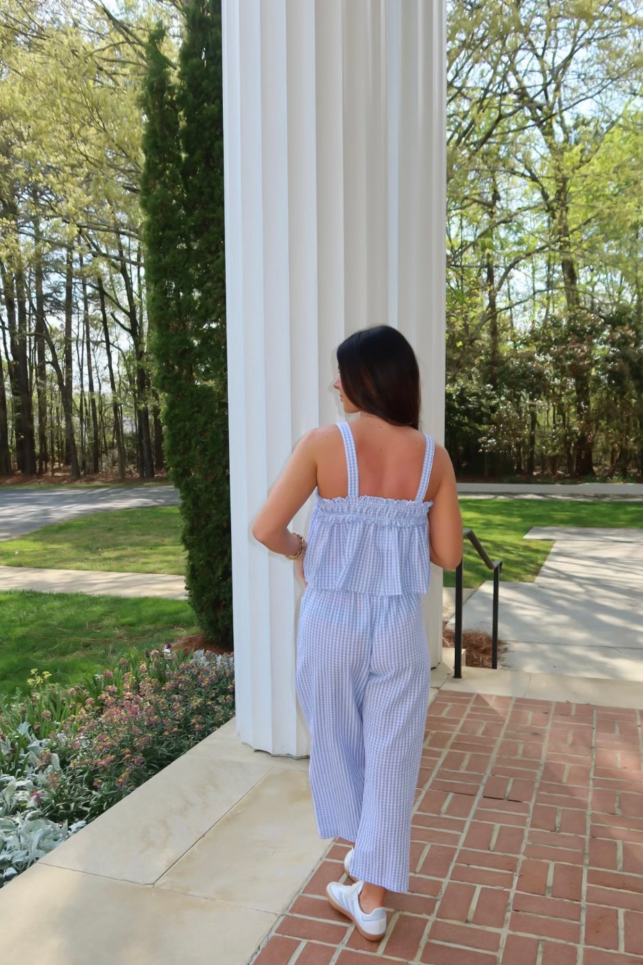 Self Tie Front Seersucker Striped Tank