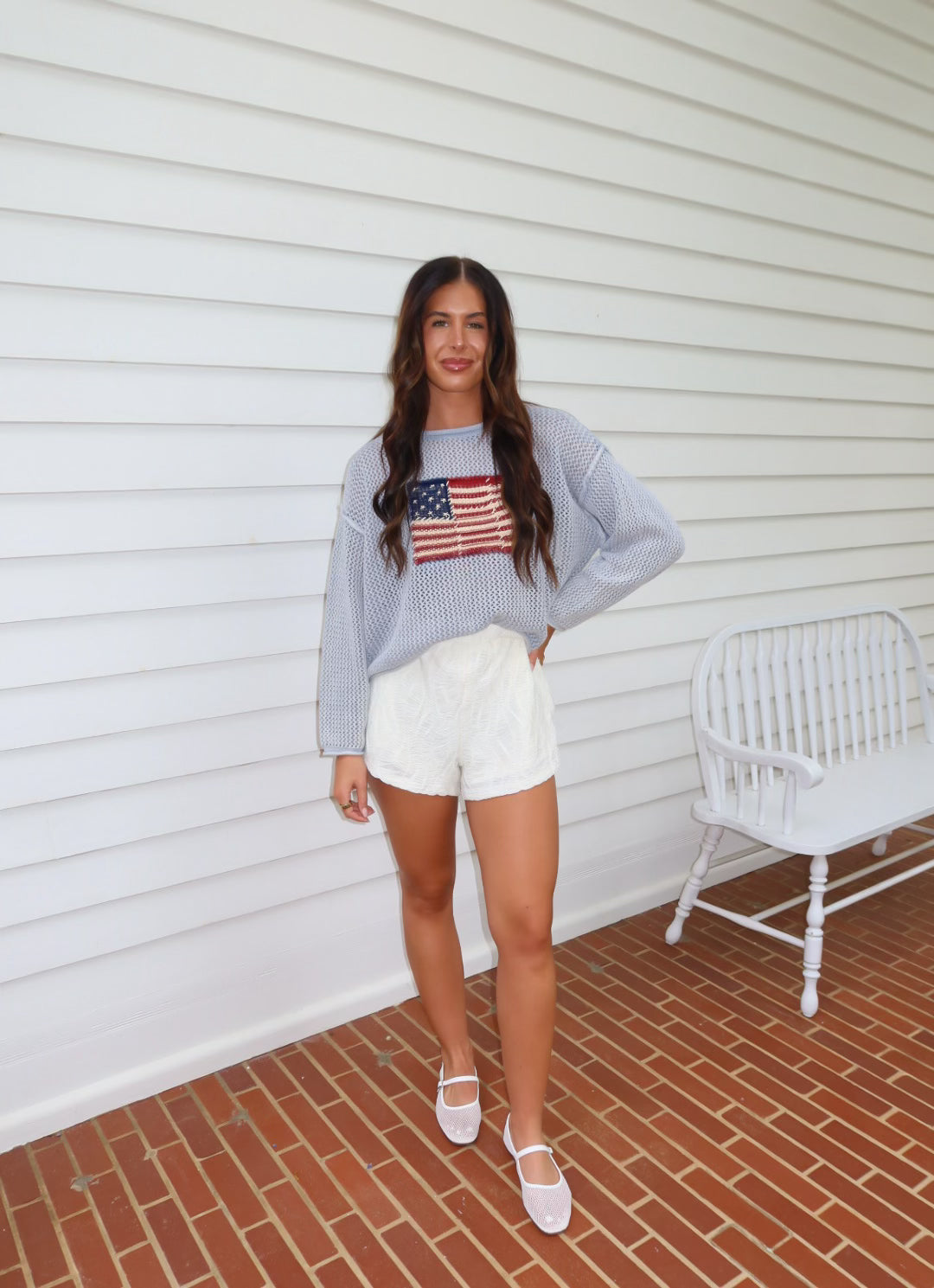 Flag Knitted Sweater Top