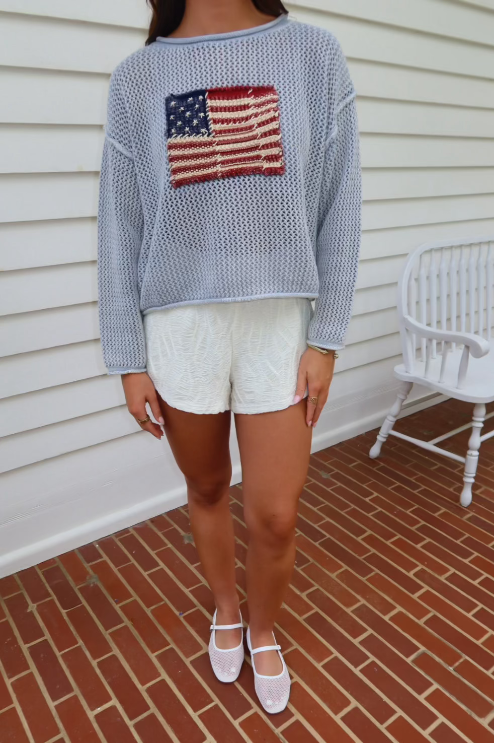 Flag Knitted Sweater Top