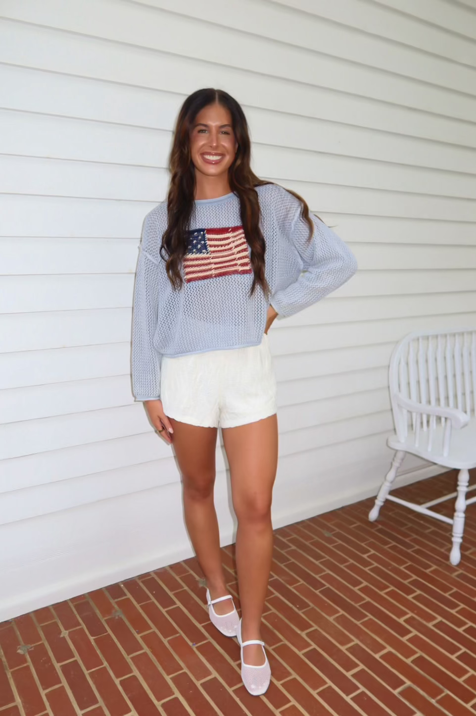 Flag Knitted Sweater Top