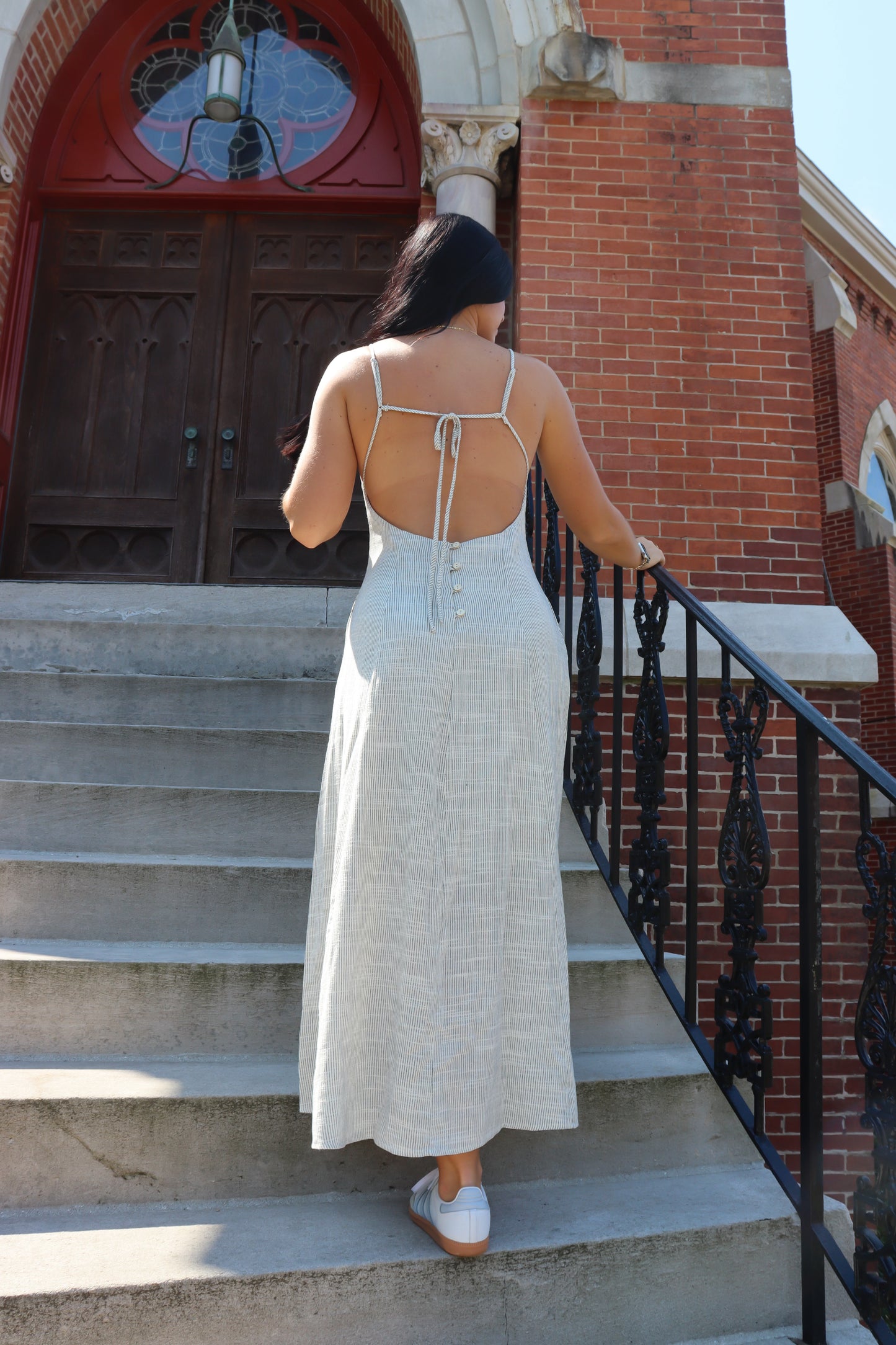 Striped Linen Maxi Dress