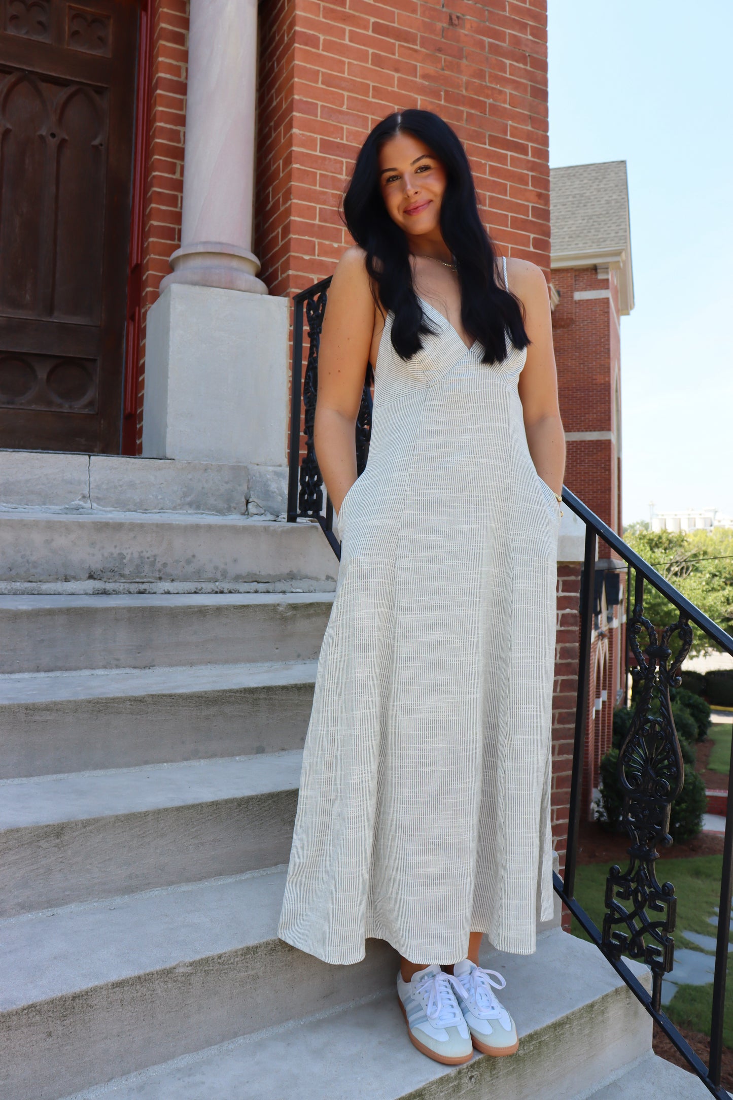 Striped Linen Maxi Dress
