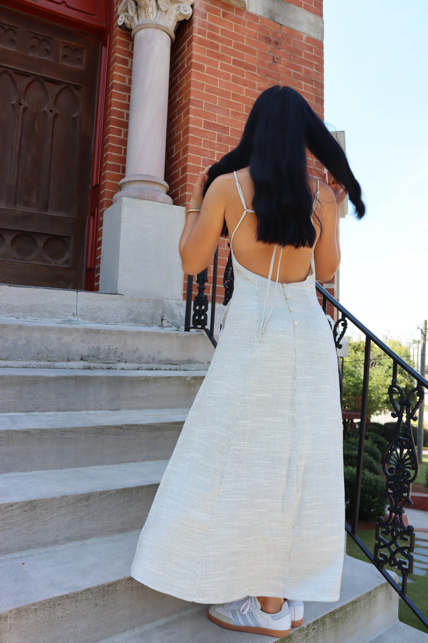 Striped Linen Maxi Dress