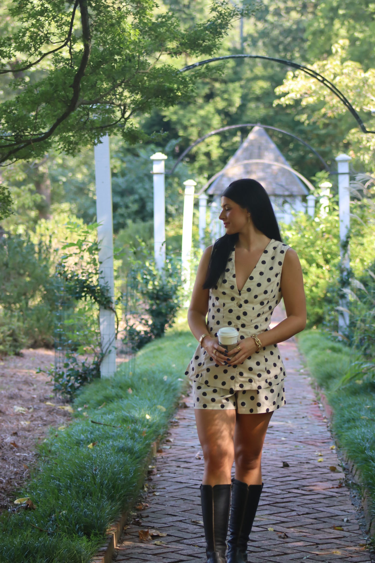 Polka Dot Linen Vest & Shorts Set