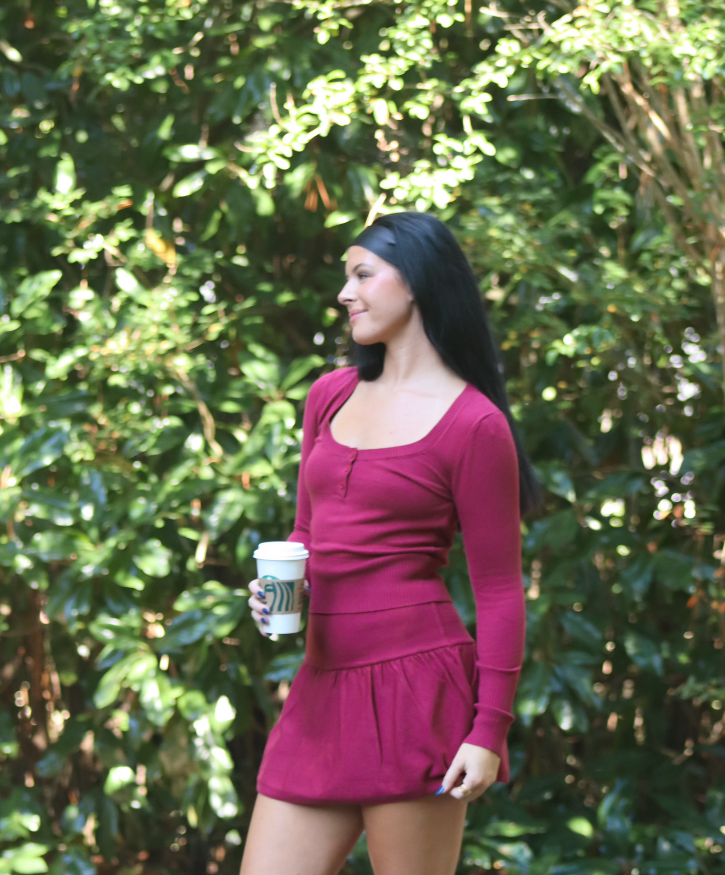 Scoop Neck Sweater Top and Mini Skort Set