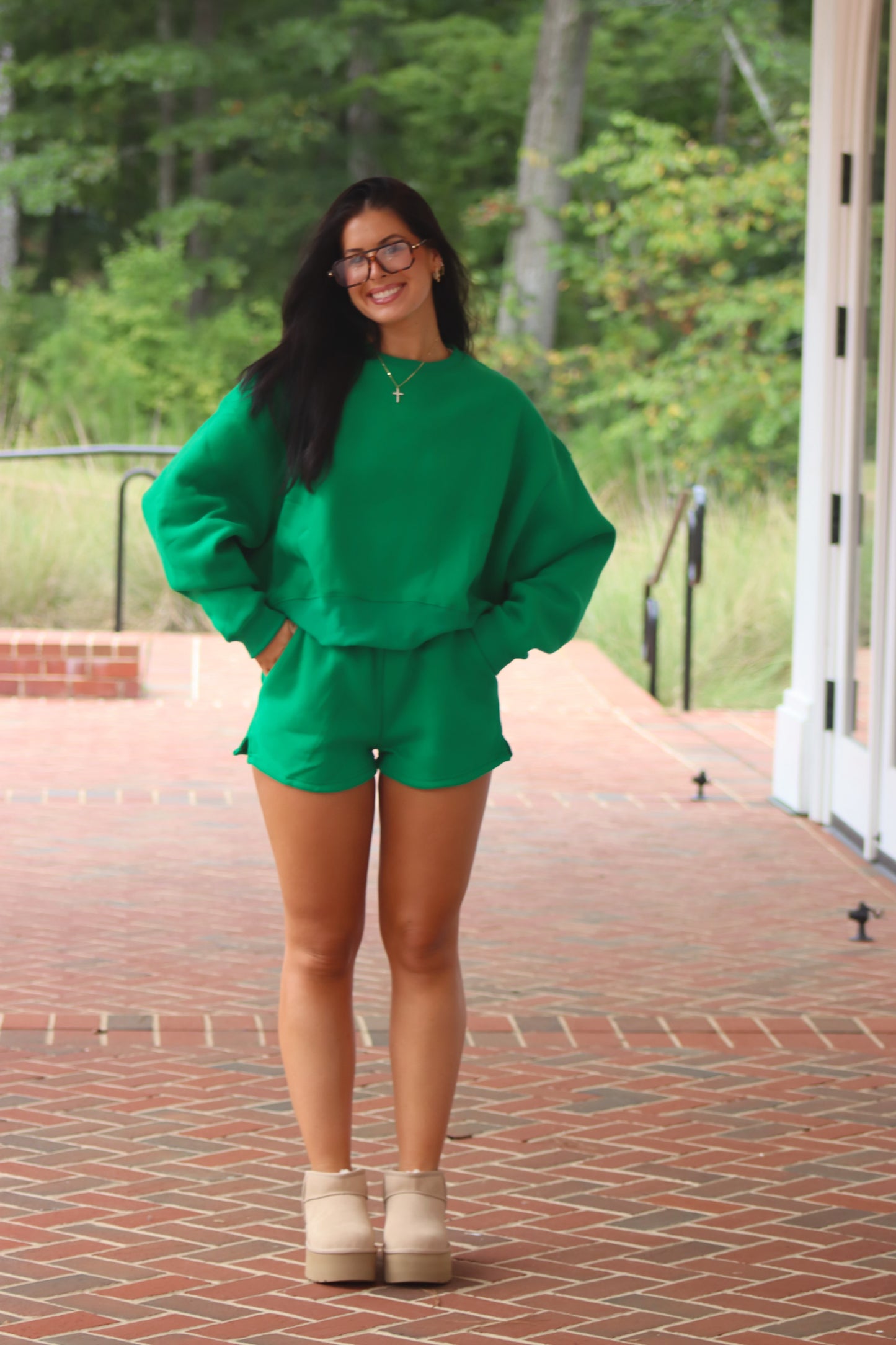 Dropped Shoulder Sweatshirt & Shorts Set