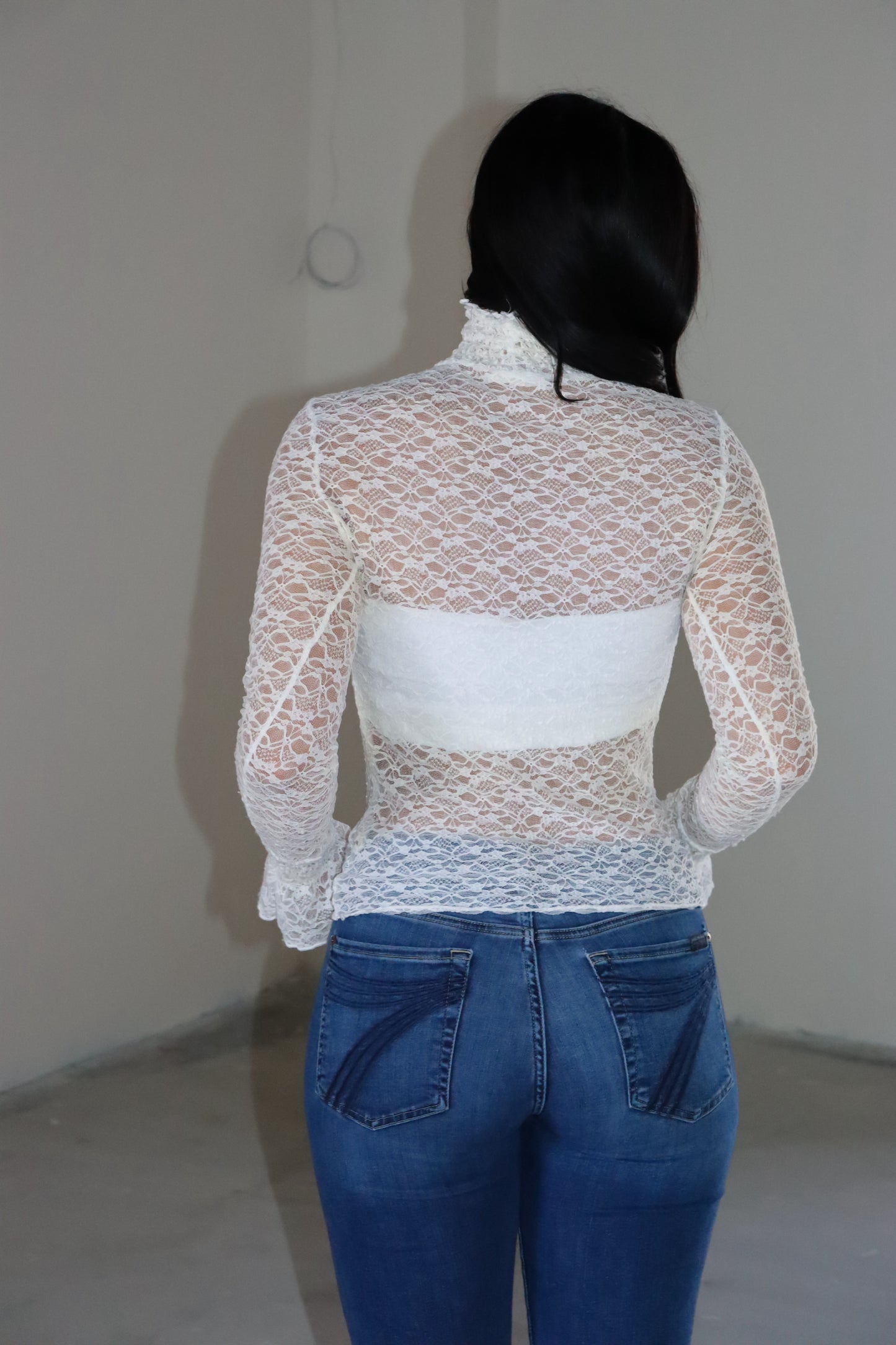 Sheer Lace High Neck Top