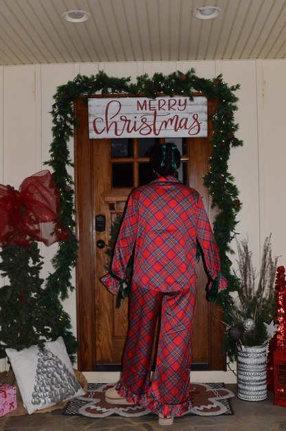 Festive Tartan Plaid Satin Pajama Set