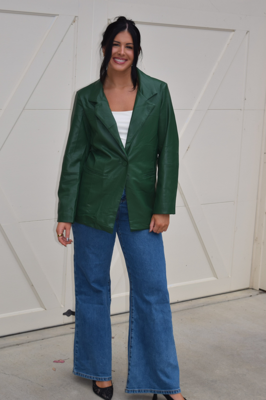 Oversized Faux Leather Blazer