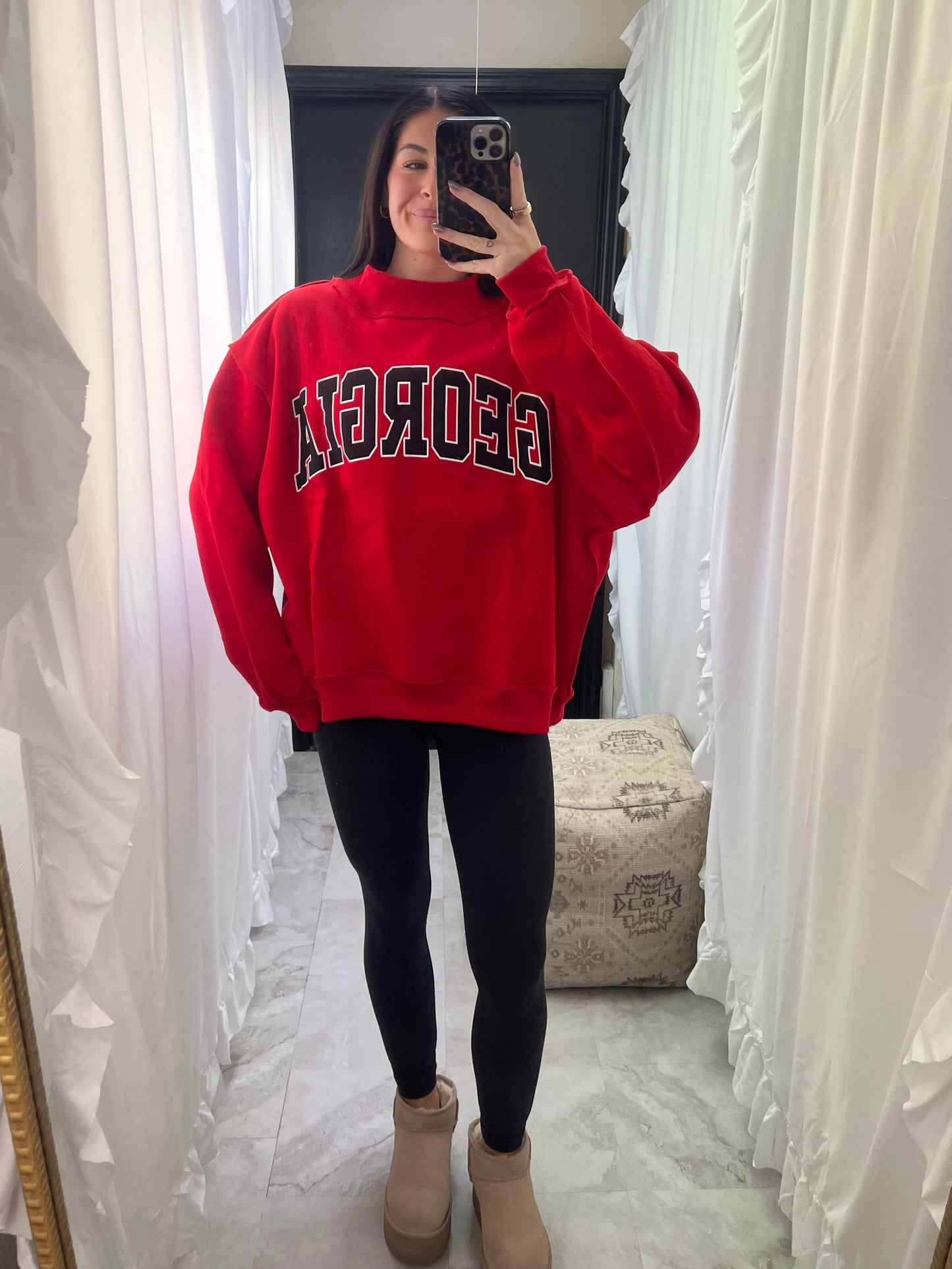 Georgia Reversible Mockneck Red