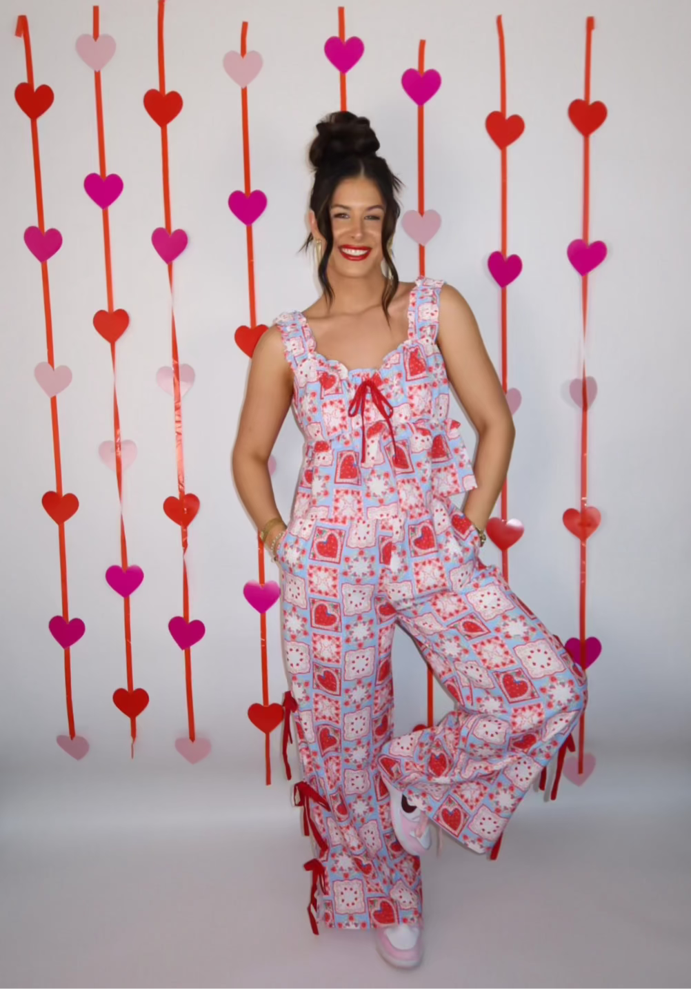 Strawberry Hearts Quilt Printed Top & Pants