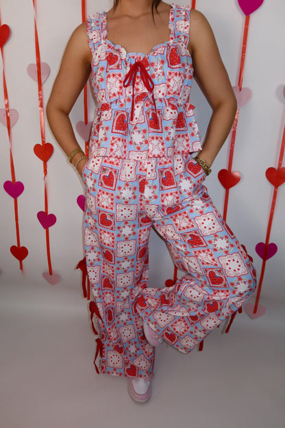 Strawberry Hearts Quilt Printed Top & Pants