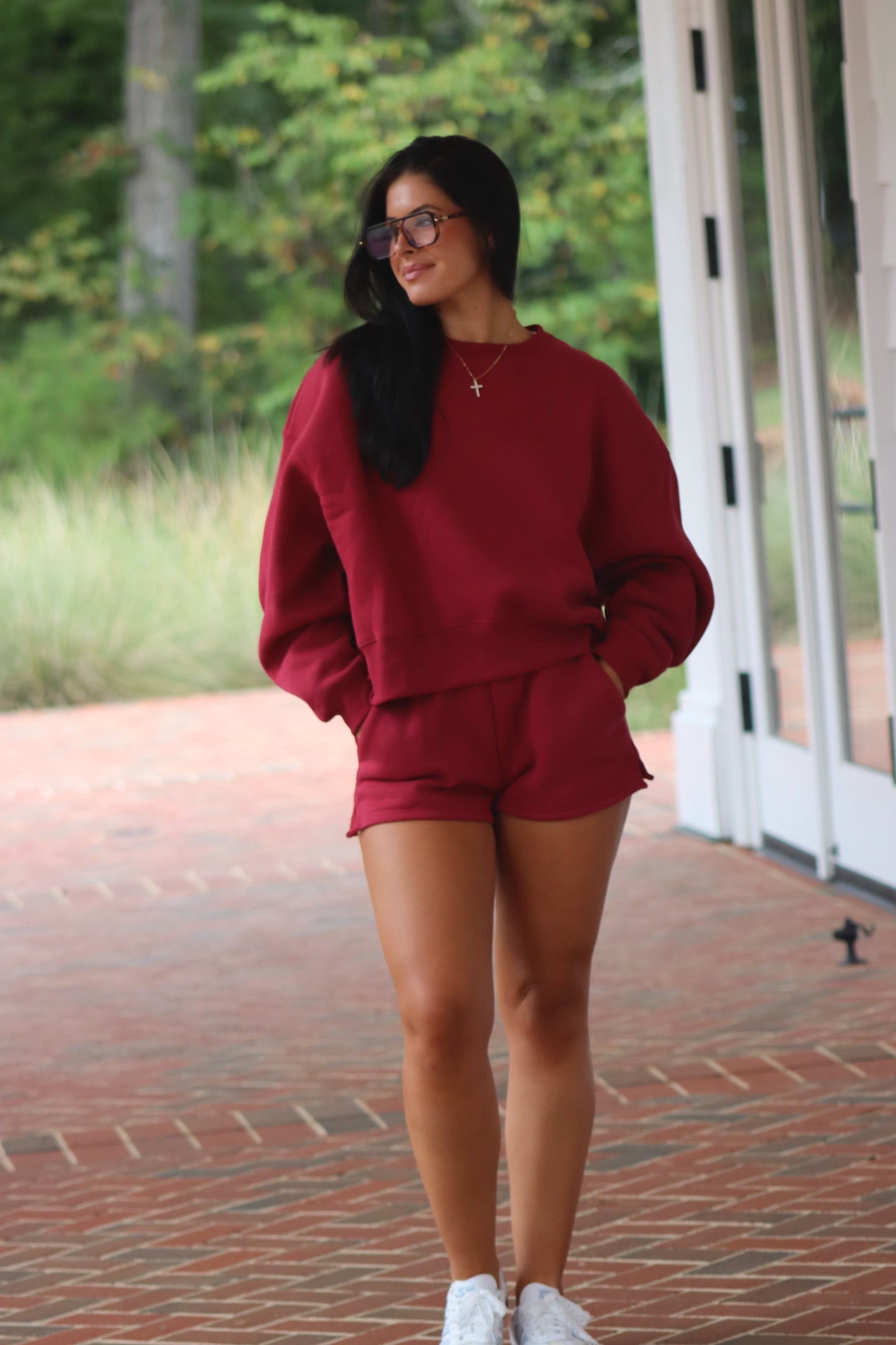 Dropped Shoulder Sweatshirt & Shorts Set