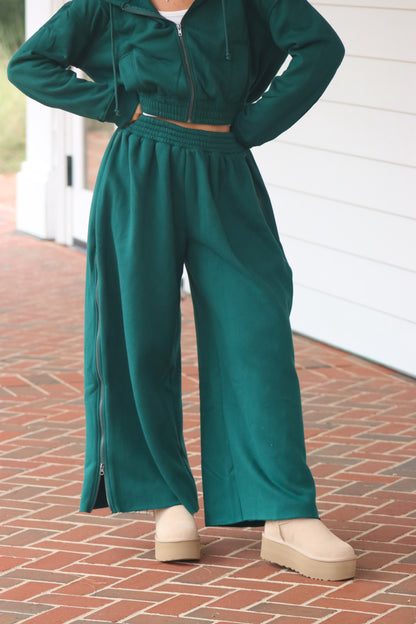 Wide Leg Side Zipper Sweatpants