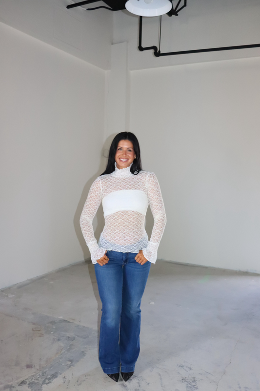 Sheer Lace High Neck Top
