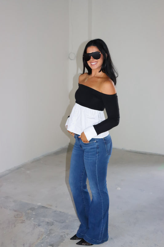 Poplin off-shoulder top