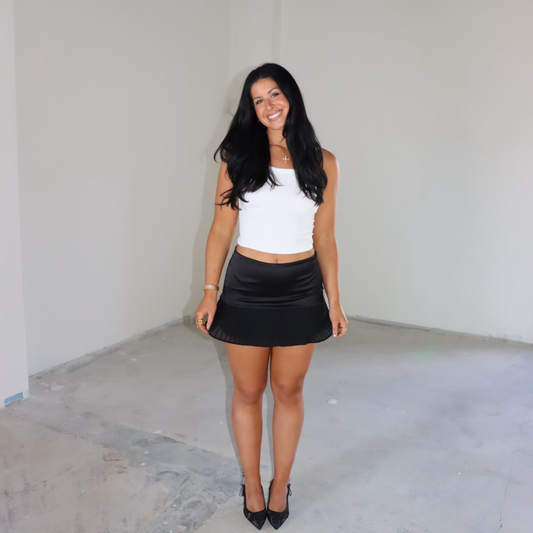 Mid Rise Pleated Mini Skirt
